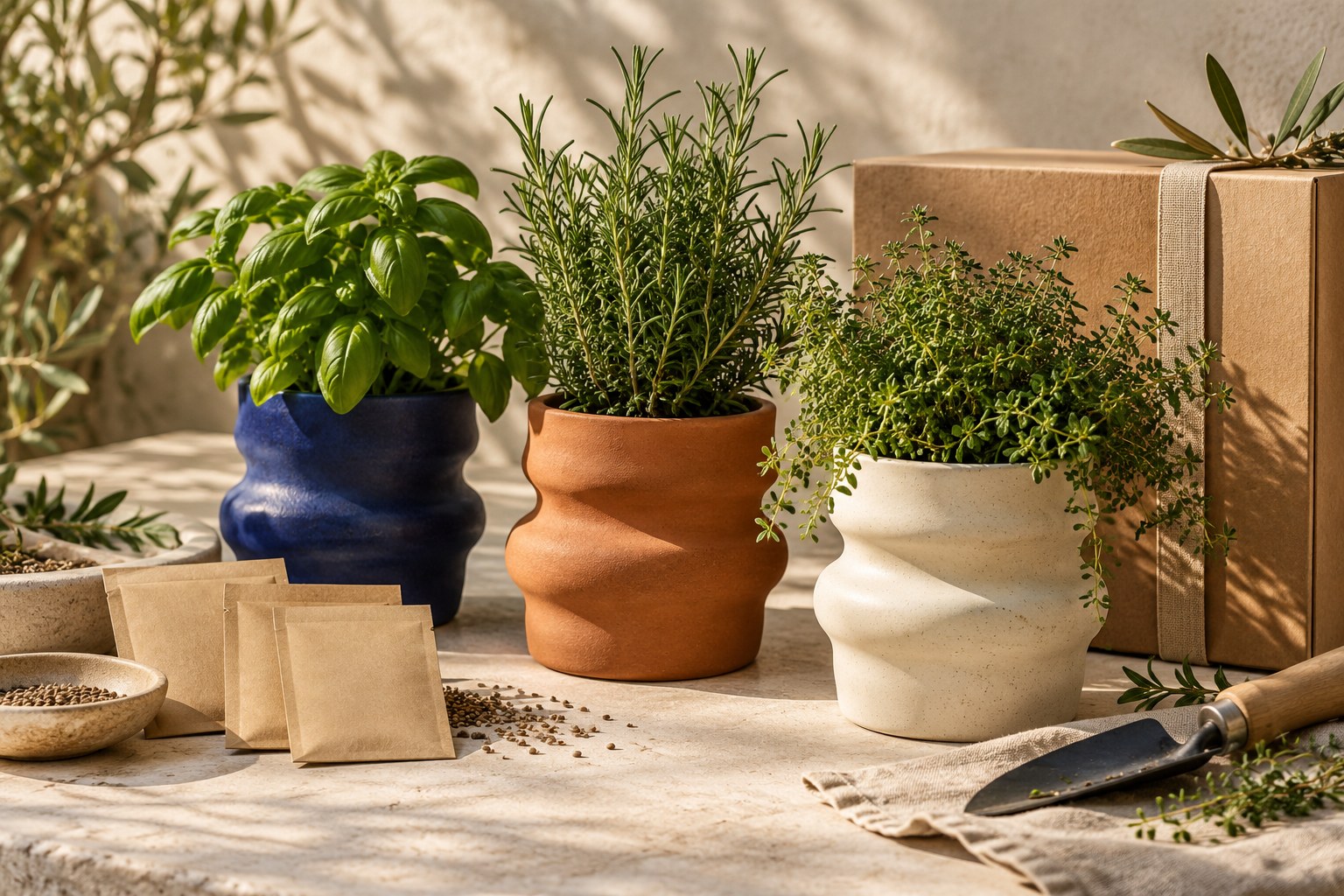  a handmade pottery and herb gift collection