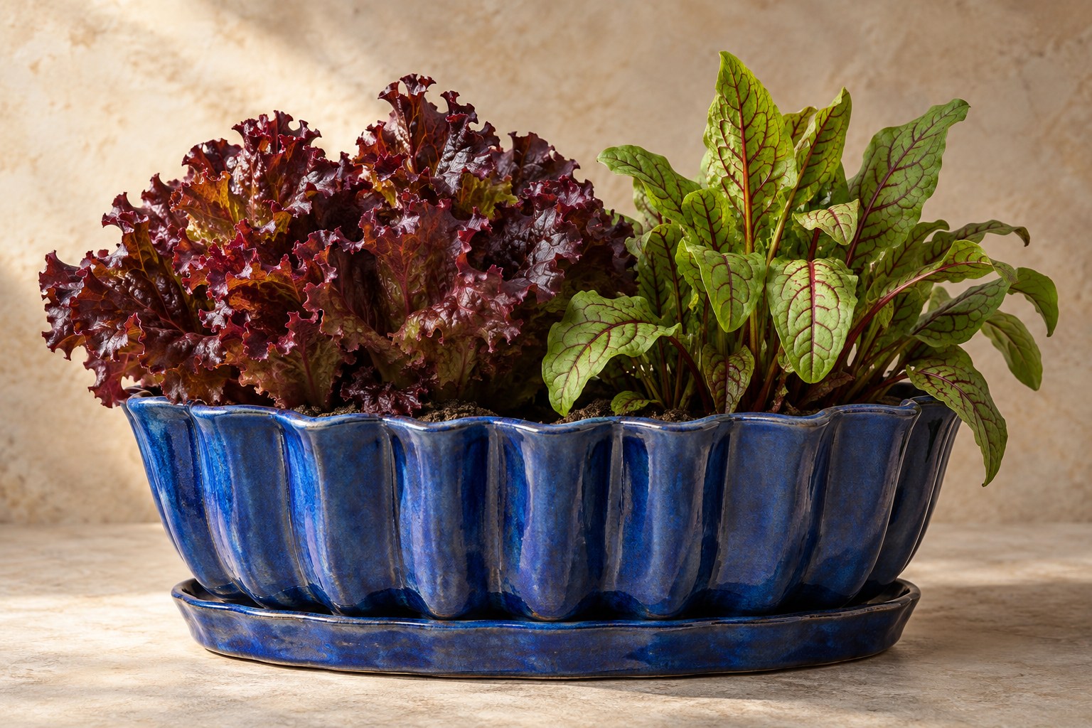 The Burgundy Garden, a lettuce and handmade bowl pairing