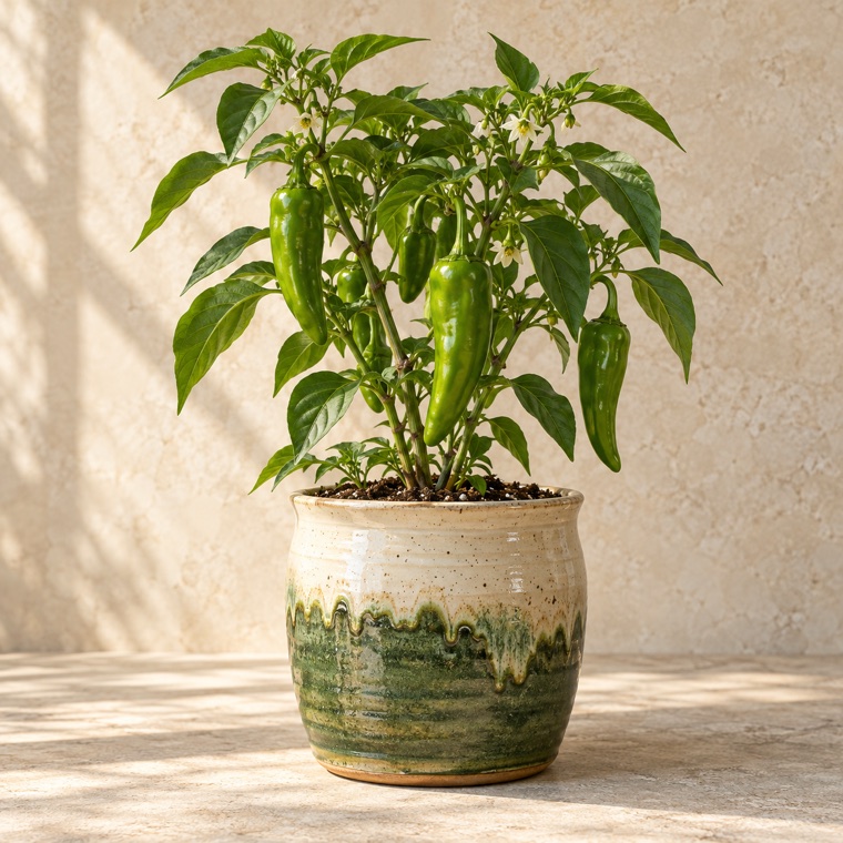 Pottery pairing idea for Anaheim Pepper; exact finished piece is confirmed before an order