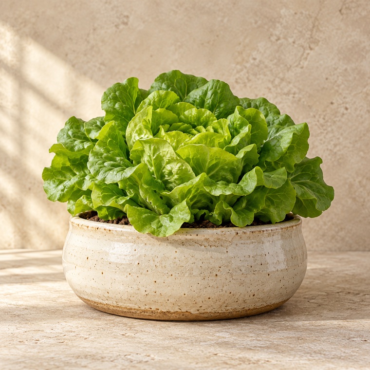 Pottery pairing idea for Buttercrunch Lettuce; exact finished piece is confirmed before an order