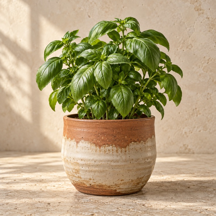 Pottery pairing idea for Sweet Basil; exact finished piece is confirmed before an order
