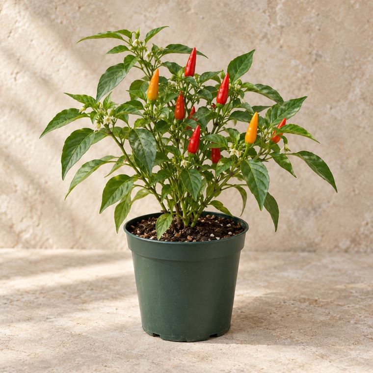 Portrait of Tabasco Pepper in a nursery pot; plant size may vary